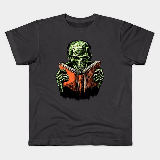 Zombie Reader Kids T-Shirt by DeeSquaredDesigns